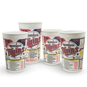 SET OF 4 Minnesota Twins 1996 Season Schedule Stadium Cups MLB Baseball Fan Swag
